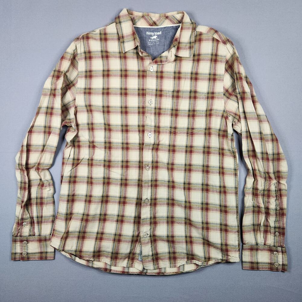 Horny Toad Men's Medium Long sleeve button up organic 100% cotton plaid shirt